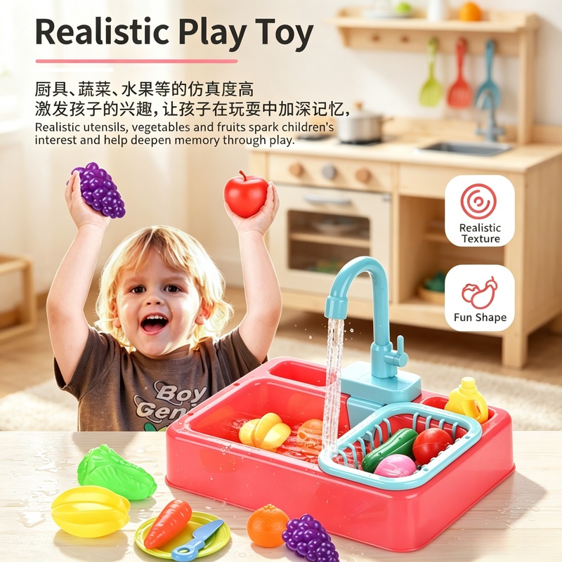 Kids Outdoor Kitchen Accessories - 주방 장난감 플라스틱 식기 세척 싱크대