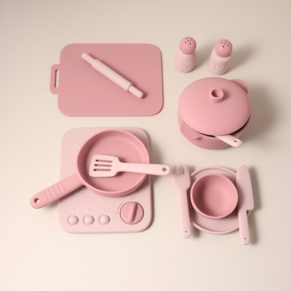 Kids Outdoor Kitchen Accessories - 13종 실리콘 요리 놀이 세트 장난감,