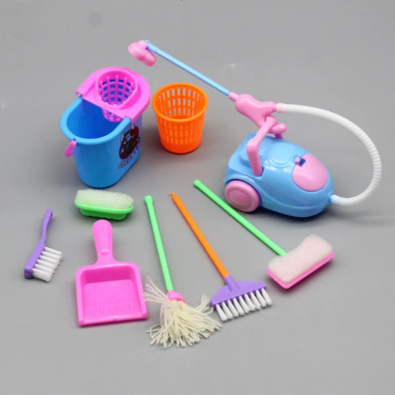 9PCS 미니어처 인형 집 청소 용품 미니 버킷 대걸레 - Kids Outdoor Broom 리뷰 및 가격
